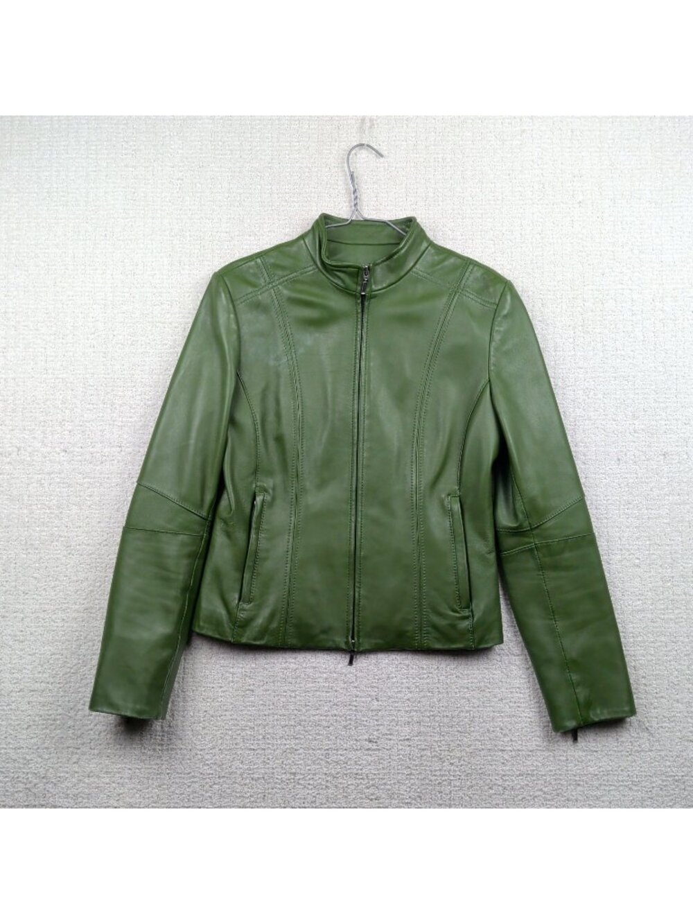 Vintage Danier  Cafe Racer Bomber Leather Jacket Forest Green Wom S Moto Biker